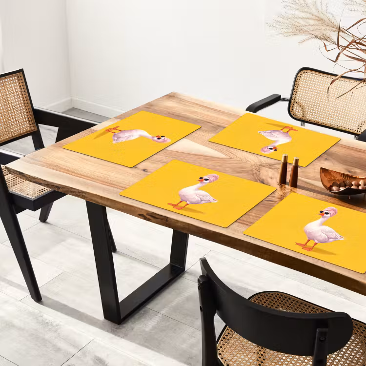 Placemat - 6 stuks - Eend - Zonnebril - Geel — 5