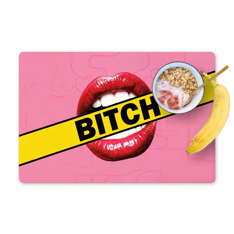 Placemat - 6 stuks - Lippen - Tekst - Kleurrijk — 1