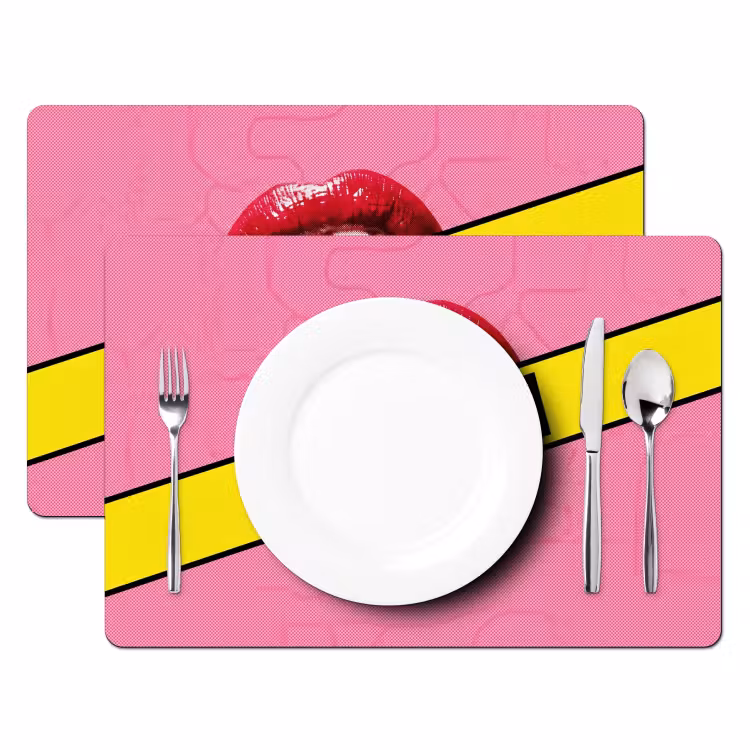 Placemat - 6 stuks - Lippen - Tekst - Kleurrijk — 2