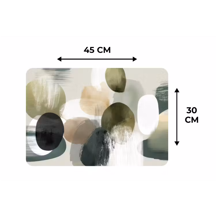 Placemat - 6 stuks - Minimalistisch - Cirkels - Penseelstreken - Beige — 3