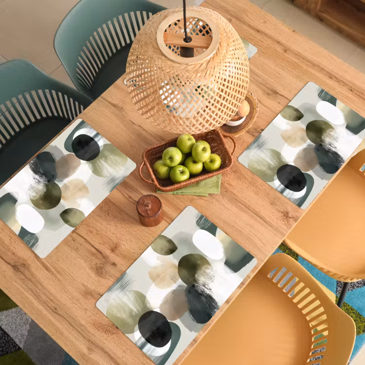 Placemat - 6 stuks - Minimalistisch - Cirkels - Penseelstreken - Beige — 6