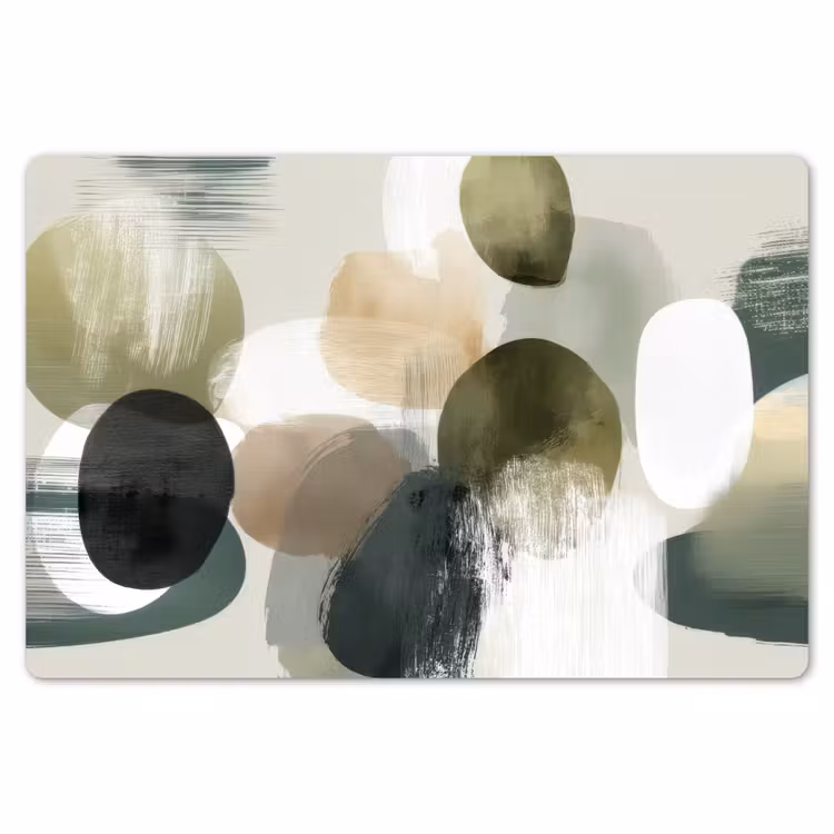 Placemat - 6 stuks - Minimalistisch - Cirkels - Penseelstreken - Beige — 7