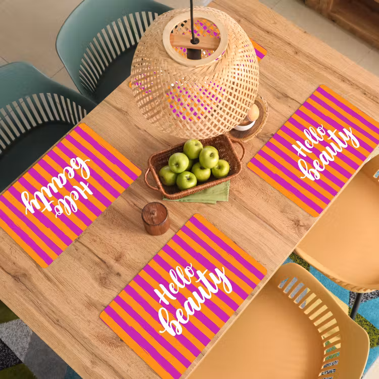 Placemat - 6 stuks - Modern - Hello - Oranje — 6