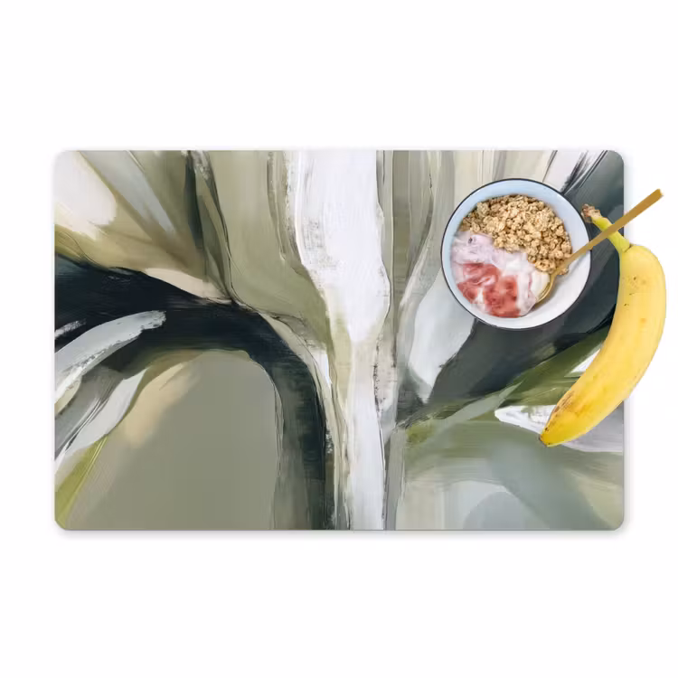 Placemat - 6 stuks - Natuur - Abstract - Groen - Penseelstreken — 1