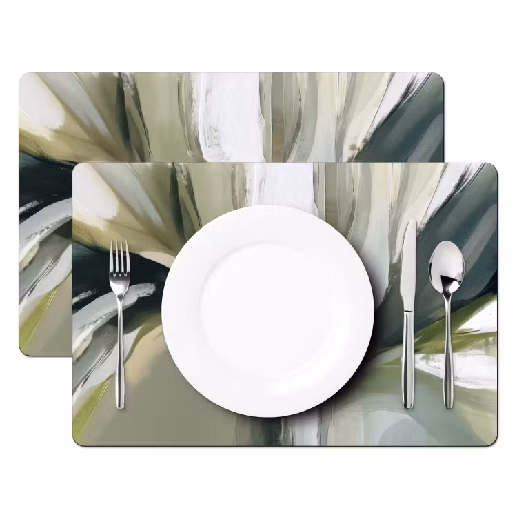 Placemat - 6 stuks - Natuur - Abstract - Groen - Penseelstreken — 2