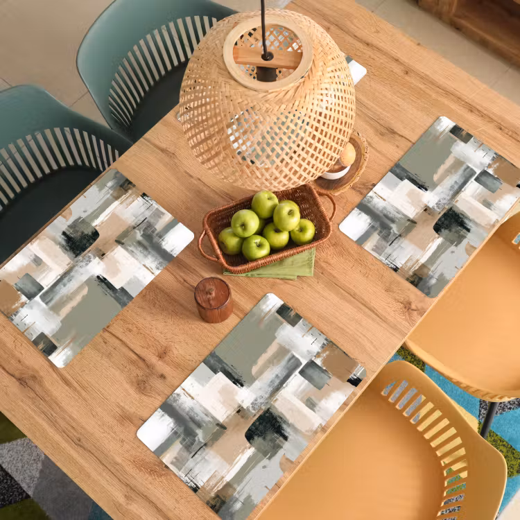 Placemat - 6 stuks - Penseelstreken - Abstract - Aardetinten — 6
