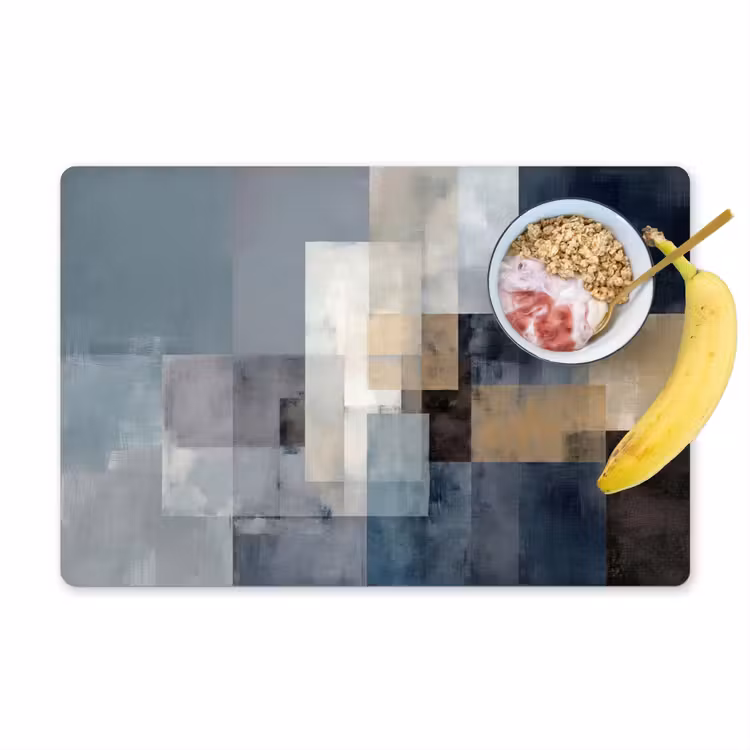 Placemat - 6 stuks - Rechthoeken - Abstract - Blauw — 1