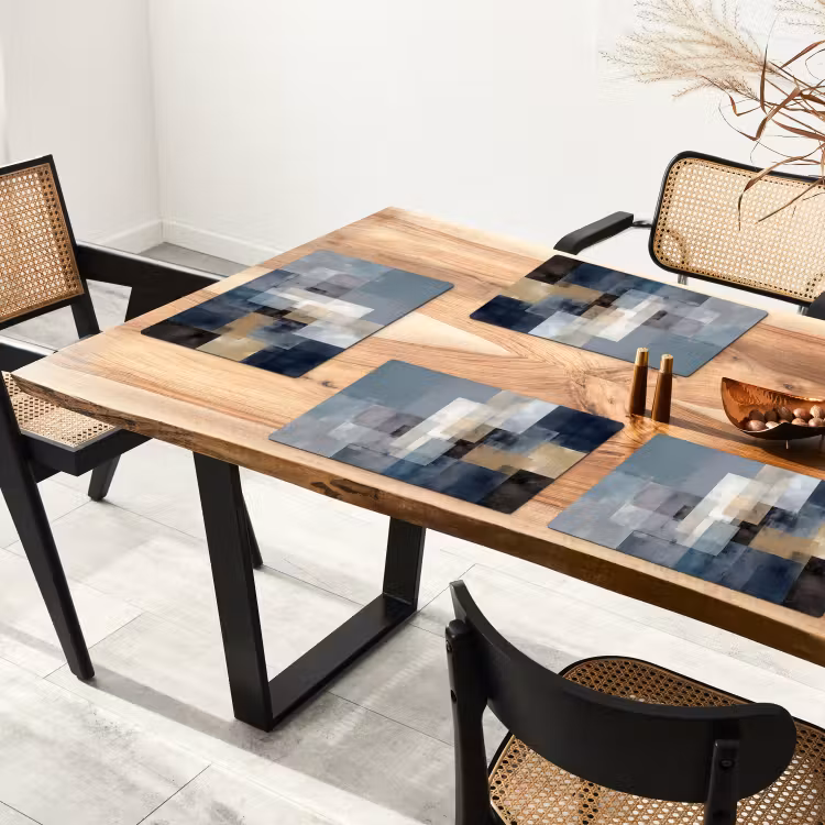 Placemat - 6 stuks - Rechthoeken - Abstract - Blauw — 5