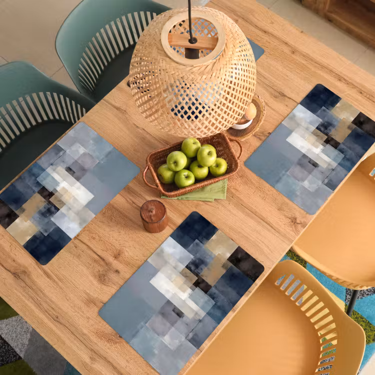 Placemat - 6 stuks - Rechthoeken - Abstract - Blauw — 6