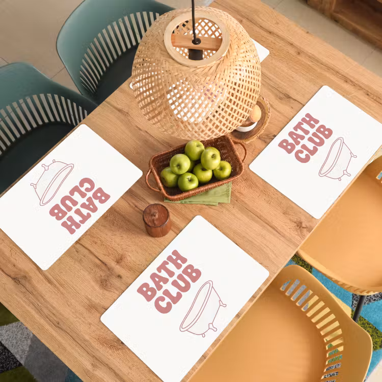 Placemat - 6 stuks - Retro - Bad - Roze — 6
