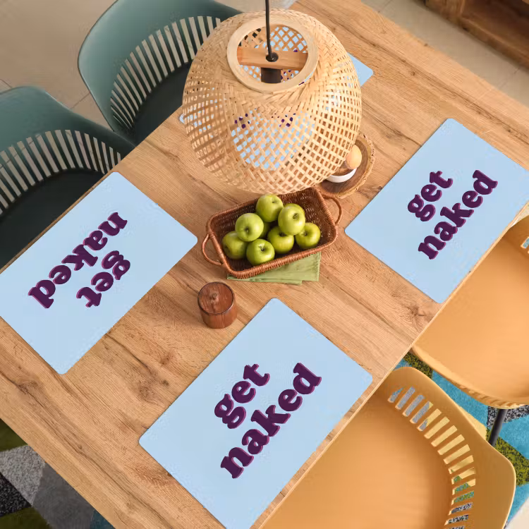 Placemat - 6 stuks - Speels - Boodschap - Blauw — 6