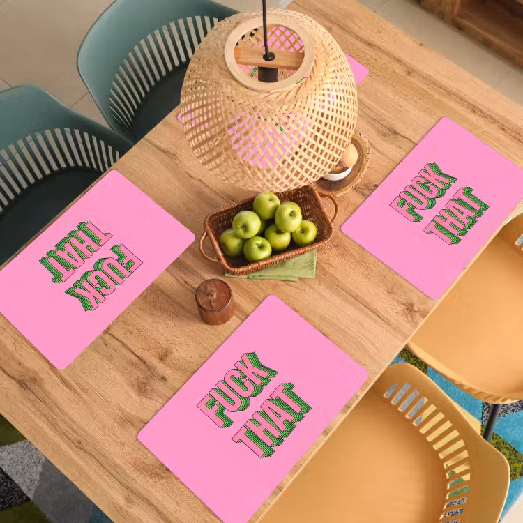 Placemat - 6 stuks - Tekst - Bold - Roze — 6