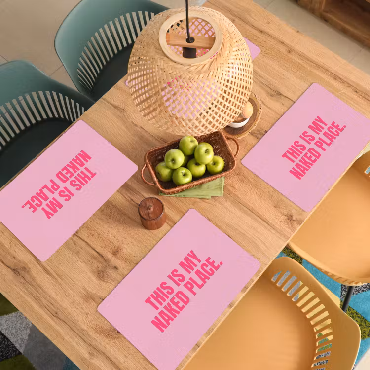 Placemat - 6 stuks - Tekst - Modern - Roze — 6