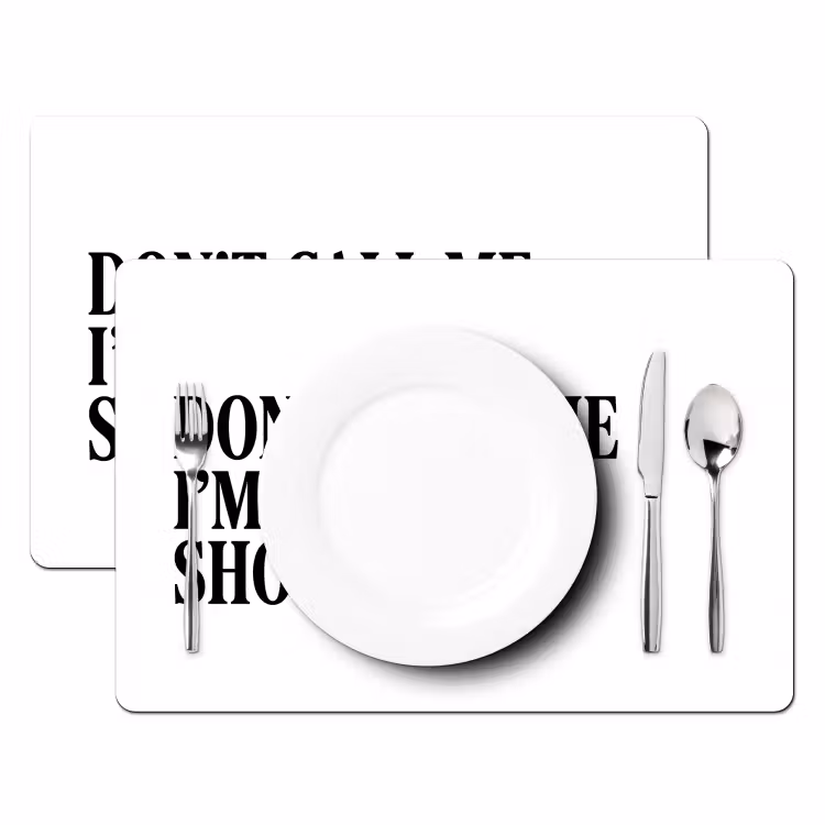 Placemat - 6 stuks - Tekst - Modern - Zwart - Wit — 2