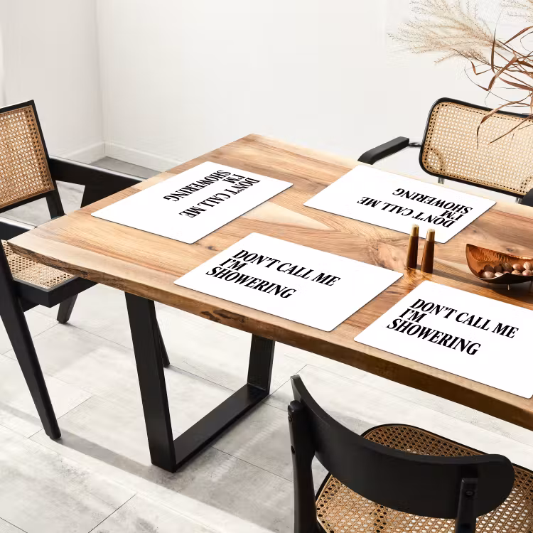 Placemat - 6 stuks - Tekst - Modern - Zwart - Wit — 5