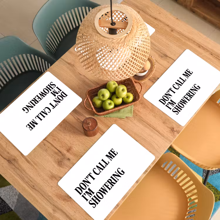 Placemat - 6 stuks - Tekst - Modern - Zwart - Wit — 6