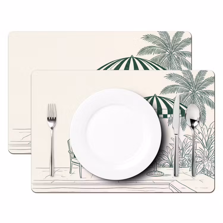 Placemat - 6 stuks - Terras - Illustratie - Groen — 2