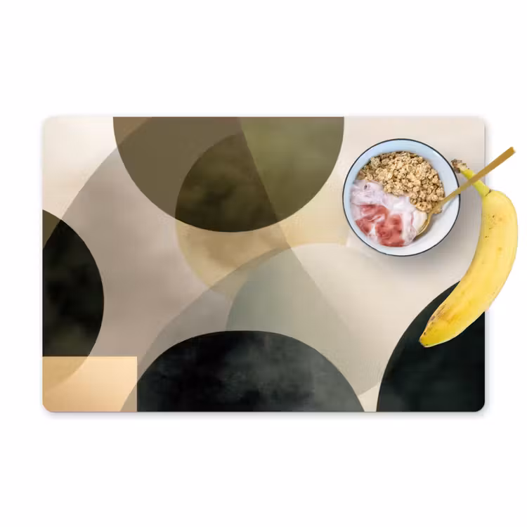 Placemat - 6 stuks - Vlakken - Abstract - Beige - Cirkels — 1