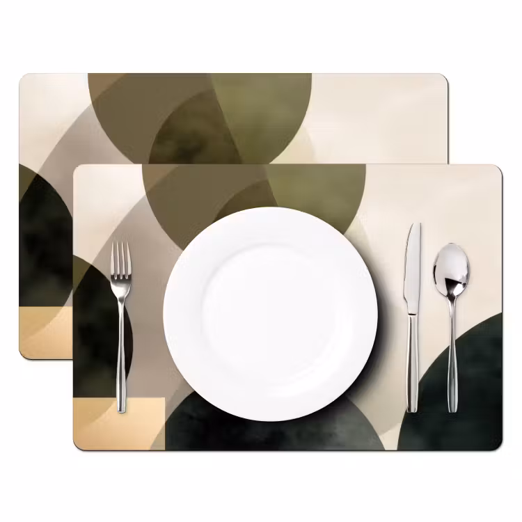 Placemat - 6 stuks - Vlakken - Abstract - Beige - Cirkels — 2