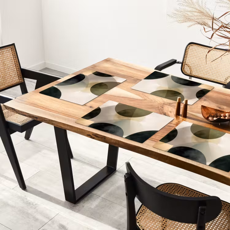 Placemat - 6 stuks - Vlakken - Abstract - Beige - Cirkels — 5