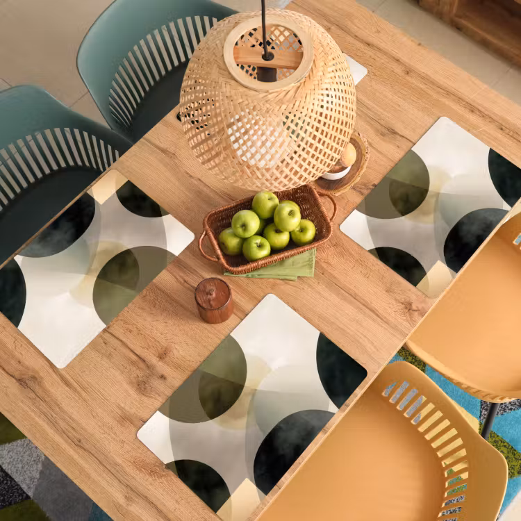 Placemat - 6 stuks - Vlakken - Abstract - Beige - Cirkels — 6