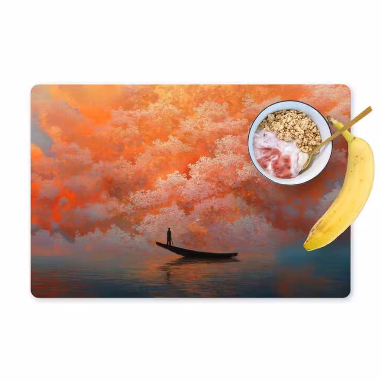 Placemat - 6 stuks - Zee - Boot - Wolken - Oranje — 1