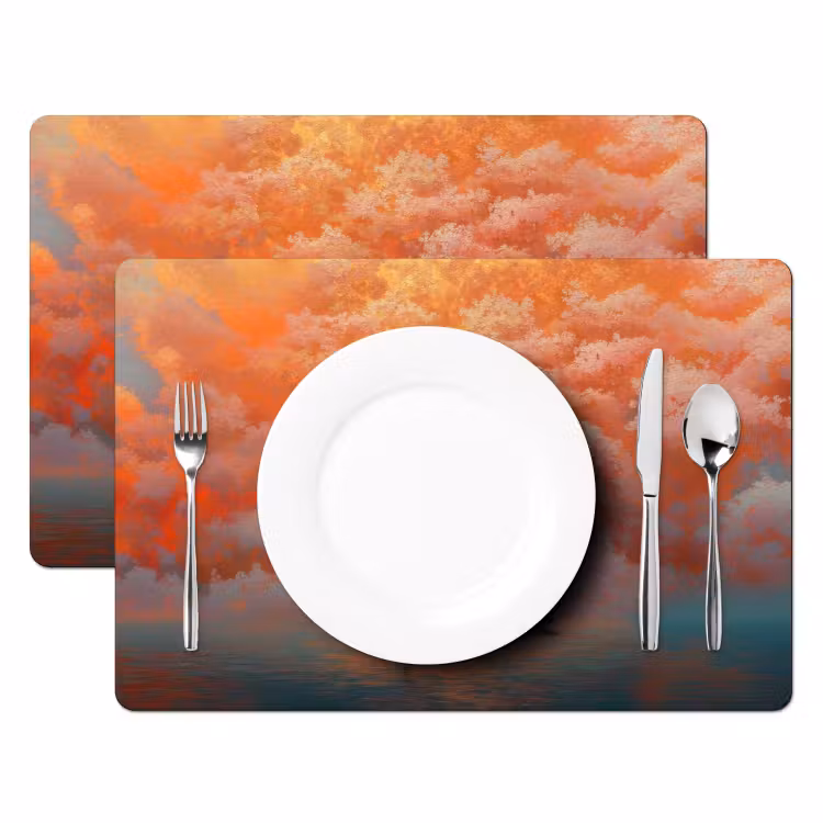 Placemat - 6 stuks - Zee - Boot - Wolken - Oranje — 2