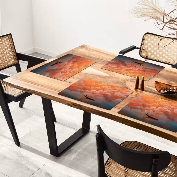 Placemat - 6 stuks - Zee - Boot - Wolken - Oranje — 5