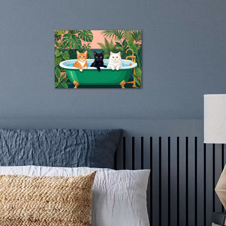 Poster - Badkamer - Kattenparade - Kleurrijk — 3