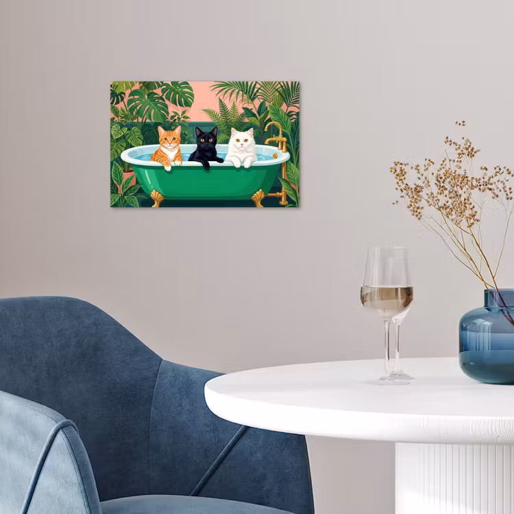 Poster - Badkamer - Kattenparade - Kleurrijk — 4
