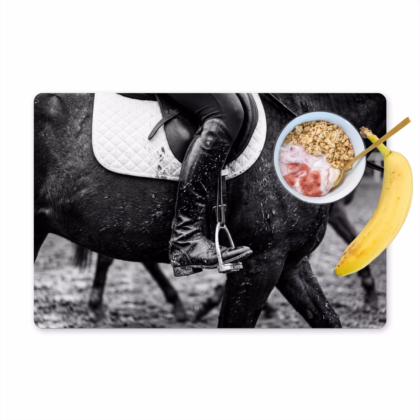 Placemat - 6 stuks - Paard - Sport - Zwart - Wit — 1