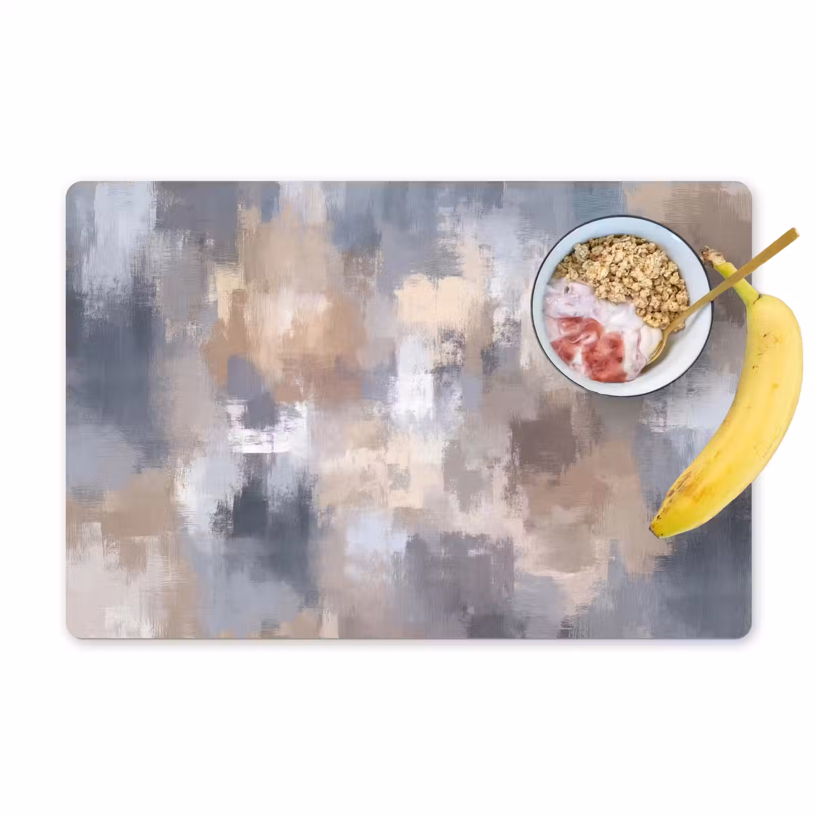 Placemat - 6 stuks - Penseelstreken - Schilderij - Beige — 1
