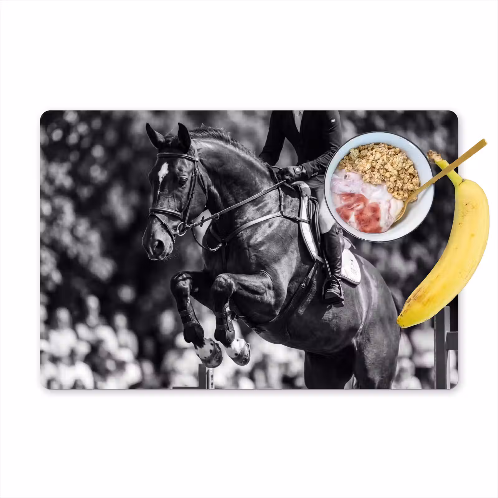 Placemat - 6 stuks - Springen - Paard - Zwart - Wit — 1