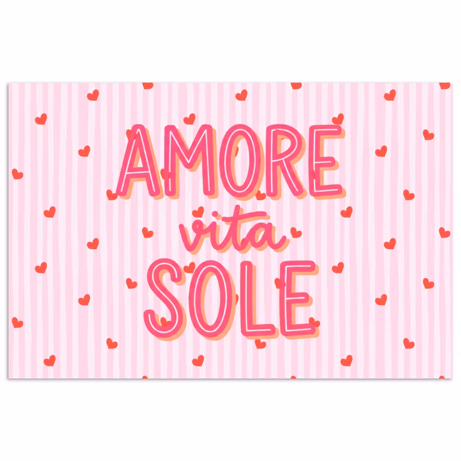 Poster - Amore vita sole - Roze - Hartjes — 1