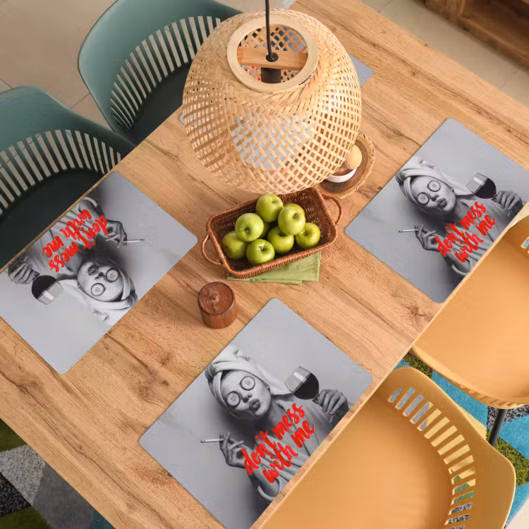 Placemat - 6 stuks - Don't mess with me - Wijn - Vrouw - Sigaret — 6