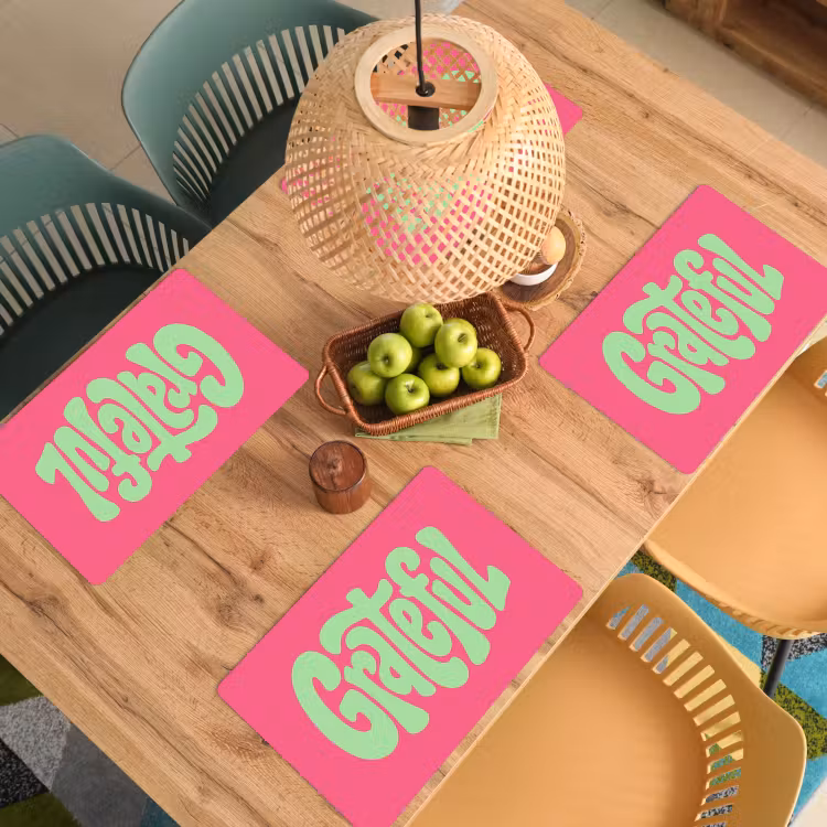 Placemat - 6 stuks - Grateful - Groen - Grafisch - Vloeiend — 6