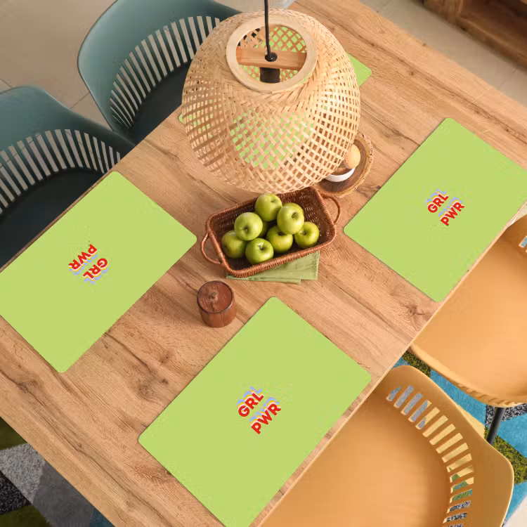 Placemat - 6 stuks - Grl pwr - Groen - Rood - 3D — 6
