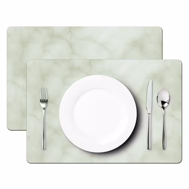 Placemat - 6 stuks - Groen - Marmer - Aders — 2