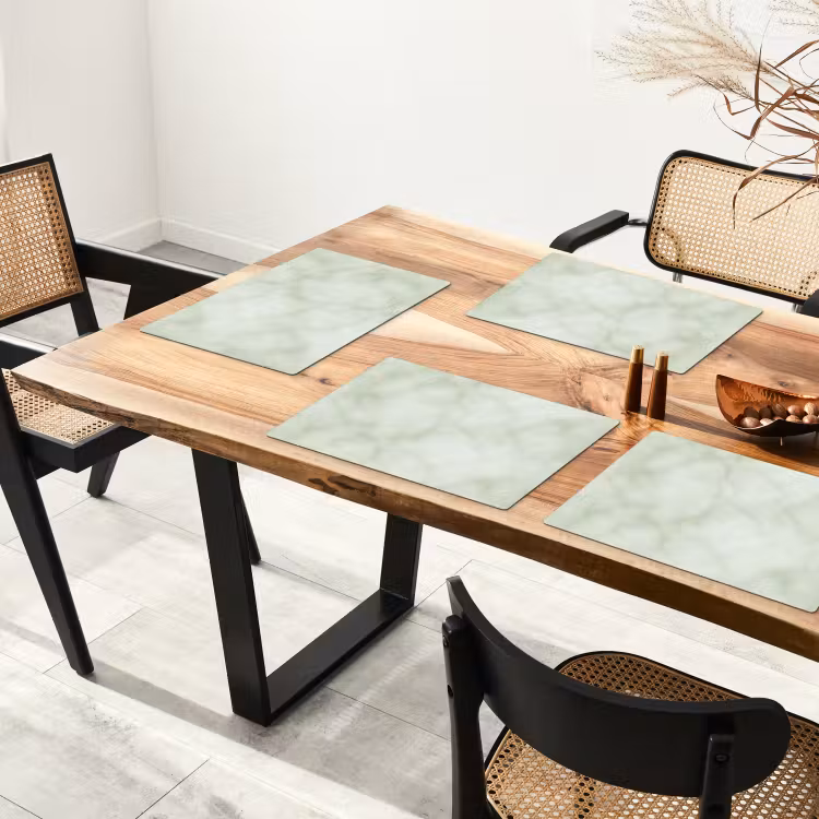 Placemat - 6 stuks - Groen - Marmer - Aders — 5