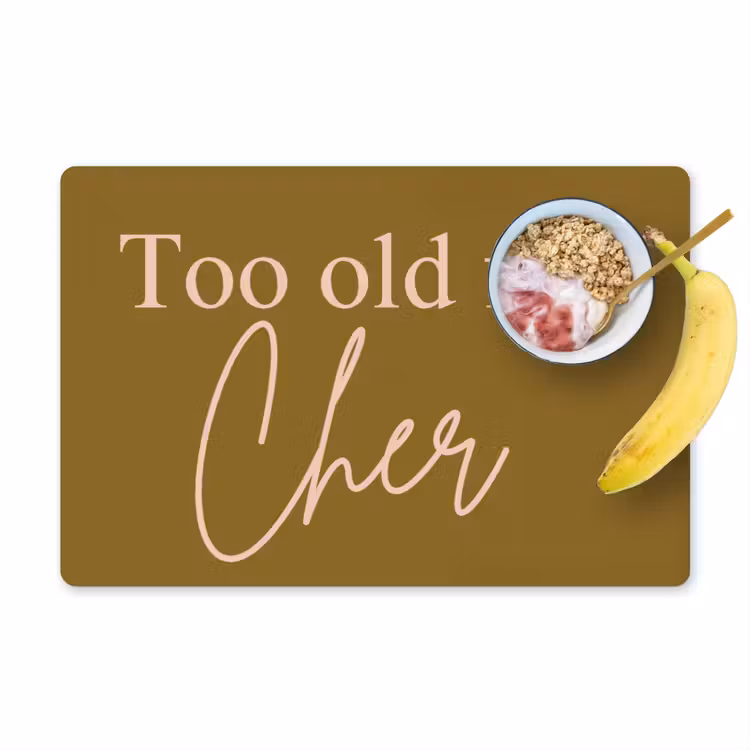 Placemat - 6 stuks - Groen - Too old for cher - Roze — 1