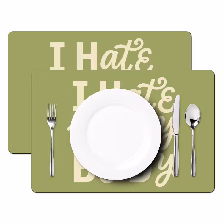 Placemat - 6 stuks - I hate everybody - Groen - Retro — 2