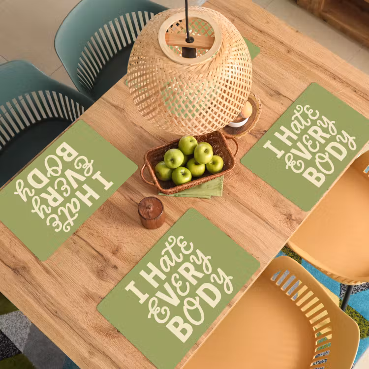 Placemat - 6 stuks - I hate everybody - Groen - Retro — 6