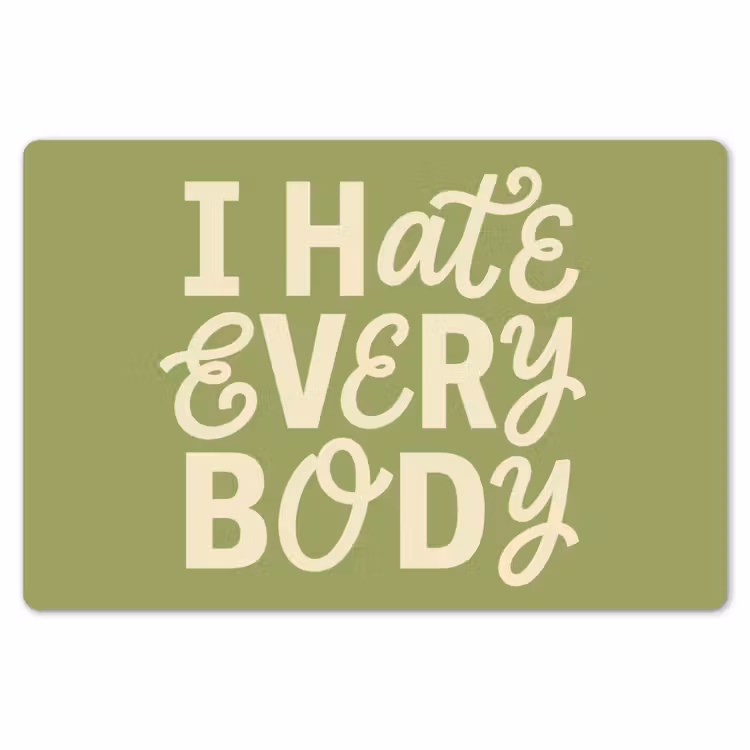 Placemat - 6 stuks - I hate everybody - Groen - Retro — 7