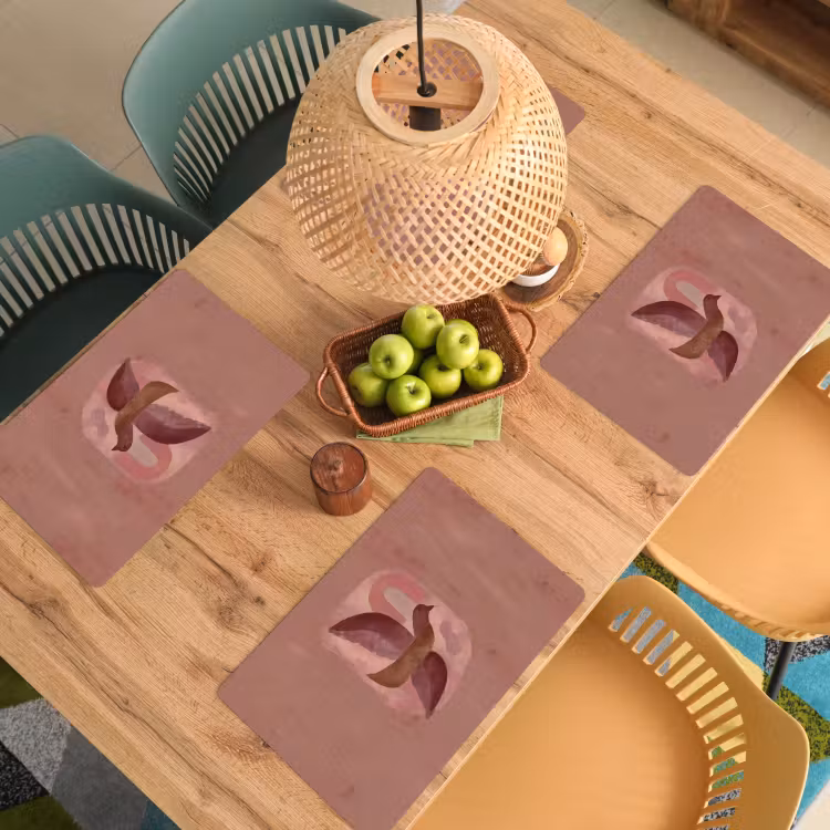 Placemat - 6 stuks - Illustratie - Vogels - Abstract - Roze — 6
