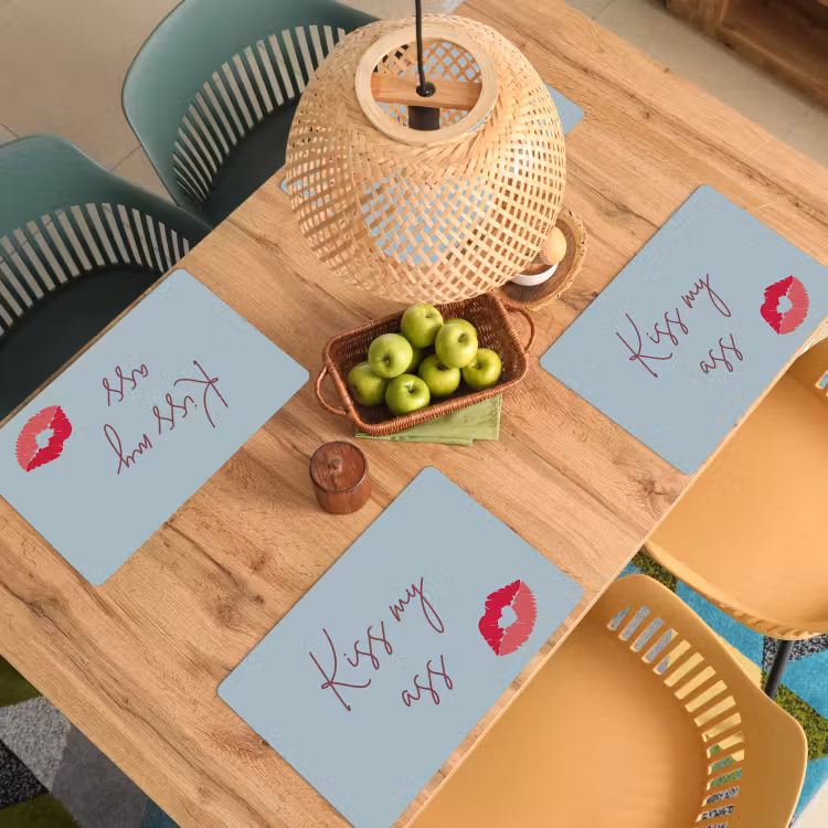 Placemat - 6 stuks - Kiss my ass - Lip - Blauw — 6