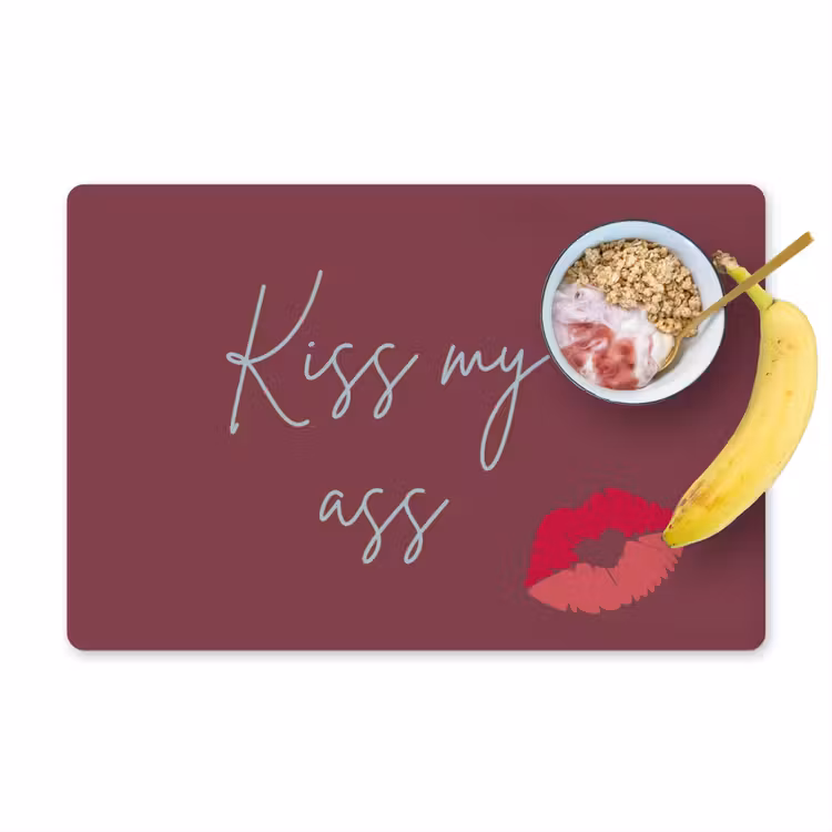 Placemat - 6 stuks - Kiss my ass - Lip - Bordeaux — 1