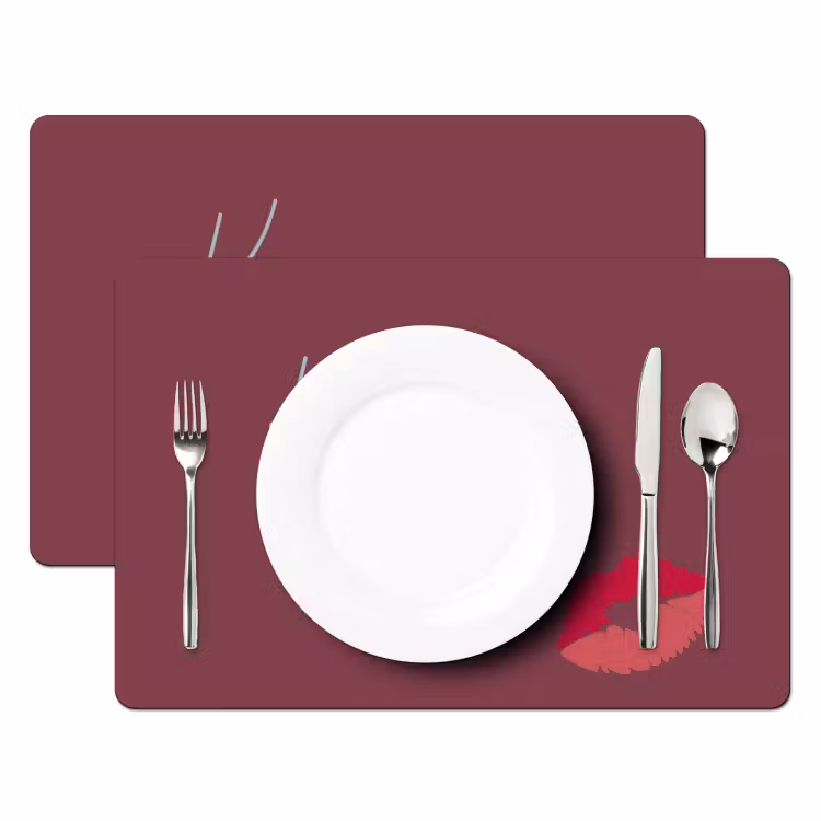 Placemat - 6 stuks - Kiss my ass - Lip - Bordeaux — 2