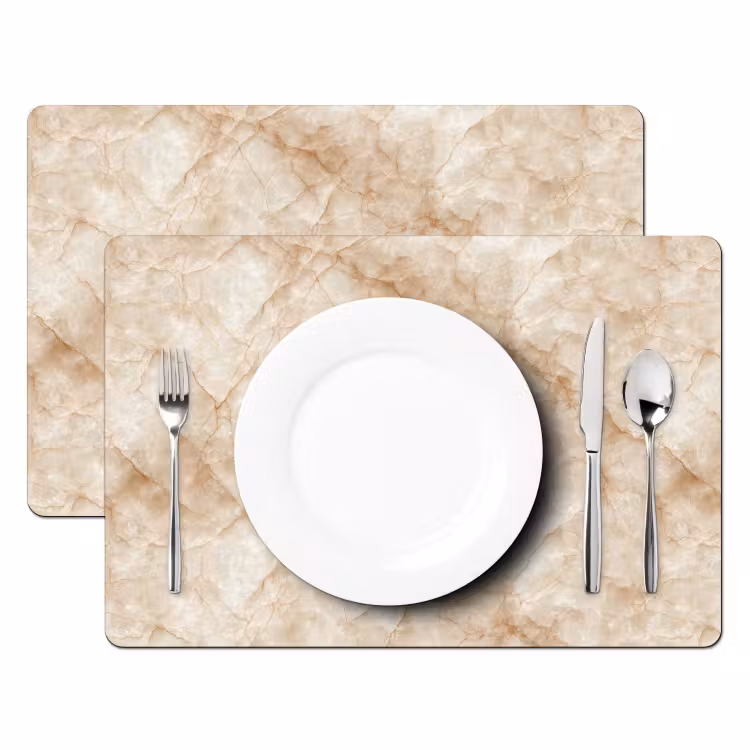 Placemat - 6 stuks - Kristalstructuur - Bruin - Marmer — 2