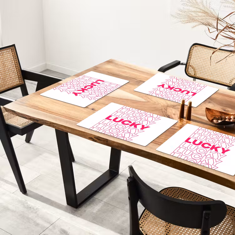Placemat - 6 stuks - Lucky - Roze - Patroon — 5