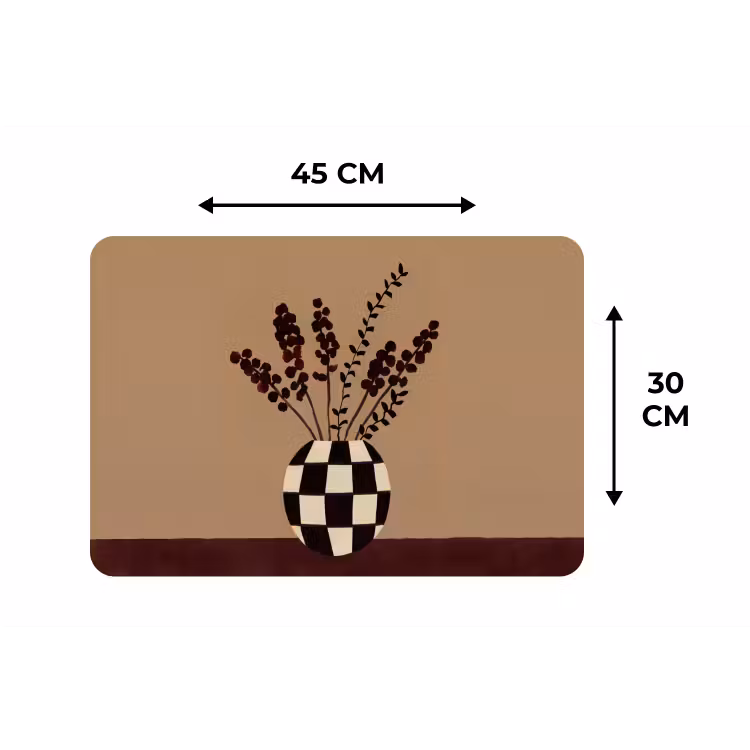 Placemat - 6 stuks - Minimalistisch - Vaas - Bloemen - Bruin — 3